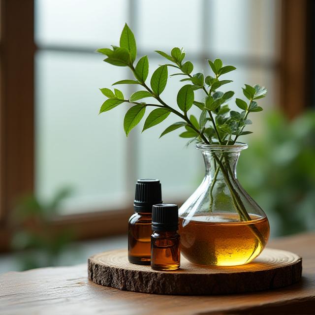 深い緑とウッドの調和した店内